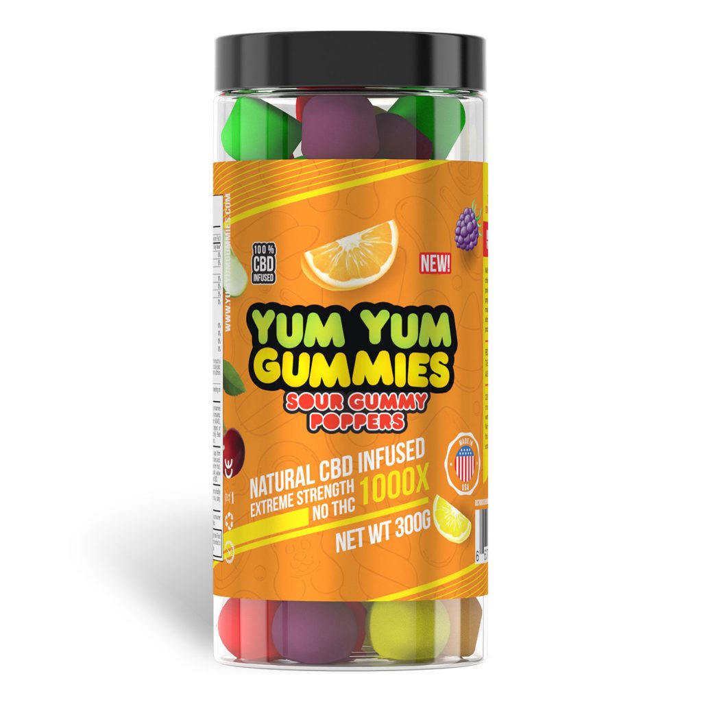 Yum Yum Gummies 1000x CBD Infused Sour Poppers [Edible Candy] ⋆ Hemp Gummies USA